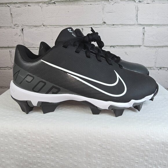 YOUTH NIKE VAPOR BASEBALL CLEATS BLACK WITH WHITE STRIPING SIZE 3.5 NWOT - Picture 1 of 10